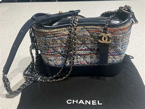 gabrielle bag chanel black|Chanel gabrielle tweed bag.